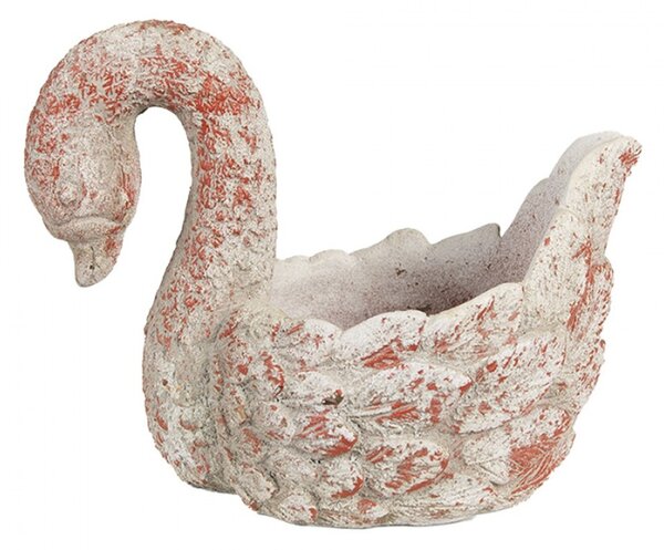 Oranžovo-bílý obal na květináč labuť Zwaan – 19x11x15 cm