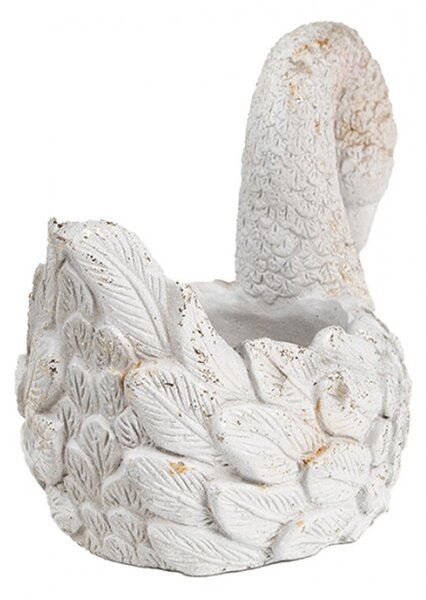 Bílý obal na květináč labuť Zwaan – 19x11x15 cm