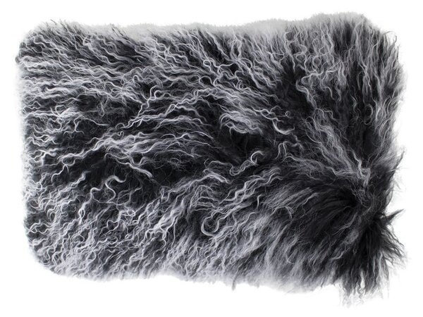 Polštář bílá/černá ovčí kůže kudrnatý dlouhý chlup Curly - 50*30*10cm - Mars & More