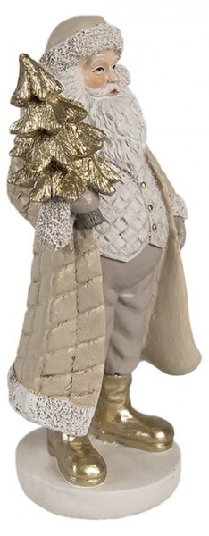 Vánoční dekorace Santa Claus ve zlatých holinkách se stromečkem – 21 cm