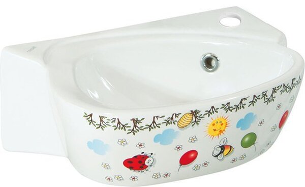 Nástěnné asymetrické umyvadlo Creavit KID 39 cm bílé