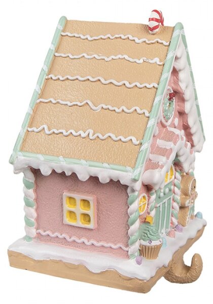 Vánoční háček ve tvaru perníkového domečku v pastelových barvách Snoepwinkel – 13x10x18 cm