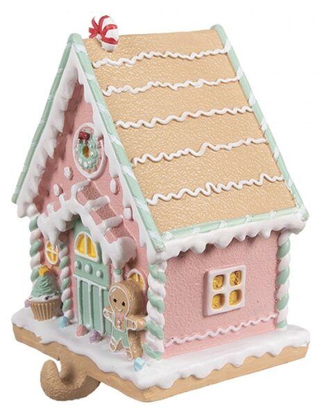 Vánoční háček ve tvaru perníkového domečku v pastelových barvách Snoepwinkel – 13x10x18 cm
