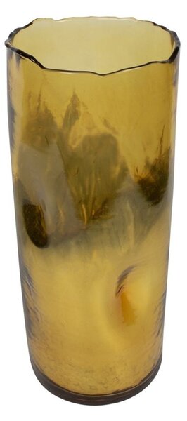 Zlatý skleněný svícen / váza s prohnutím - Ø16,5*40cm - Mars & More