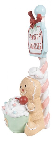 Vánoční dekorace pan perníček s hrnkem kakaa v pastelových barvách Snoepwinkel – 25 cm