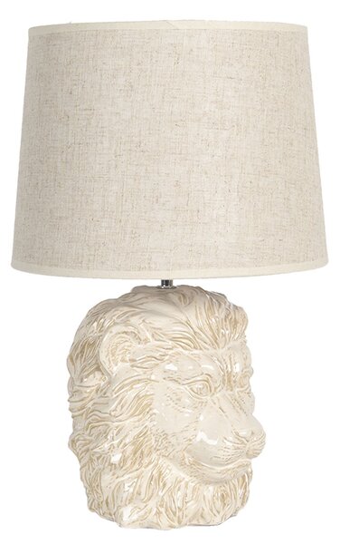 Béžová stolní lampa s hlavou lva - Ø 30*49 cm E27/max 1*60W - Clayre & Eef