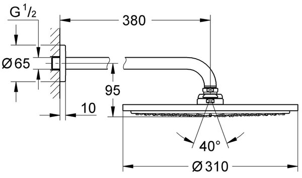 Grohe Rainshower Cosmopolitan Metal hlavová sprchá s ramenem 31x31 cm kulatý černá 260662430