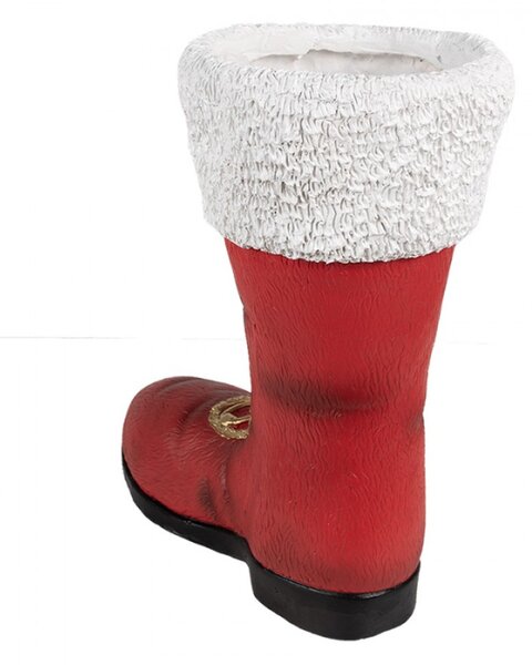Vánoční dekorace červená keramická holínka Santa Clause – 32x19x36 cm