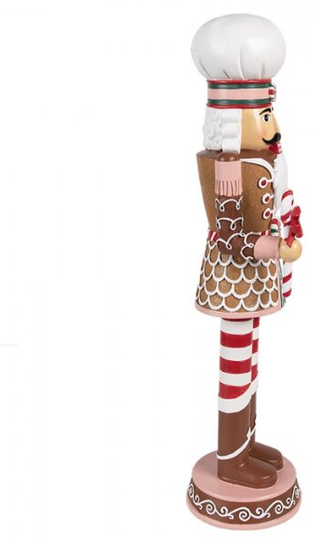 Vánoční dekorační figurka červeno-hnědý Louskáček s lízátkem Candy Cane – 15x12x46 cm
