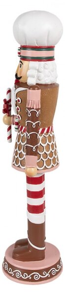 Vánoční dekorační figurka červeno-hnědý Louskáček s lízátkem Candy Cane – 15x12x46 cm