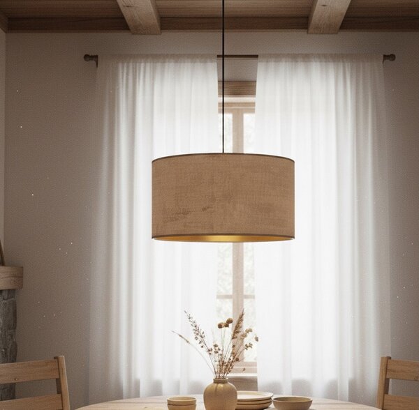 Závěsné svítidlo HILDE 1 – černé, růžové textilní stínidlo, 1× E27, šířka 35 cm