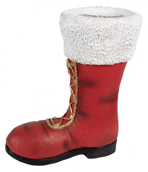 Vánoční dekorace červená keramická holínka Santa Clause – 32x19x36 cm