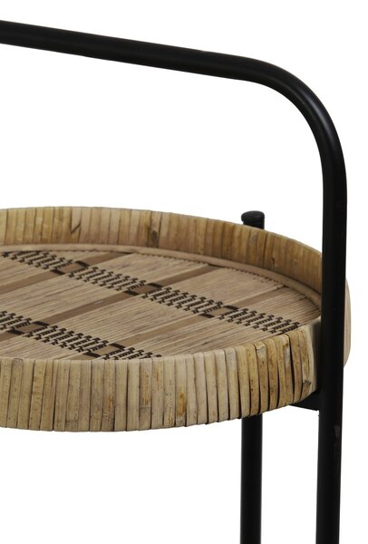 Černý kovový 2 patrový etažér s bambusovými podnosy Lorena - Ø 33*60cm - Light & Living