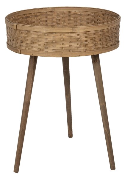 Dřevěný odkládací stolek s výpletem - 46*62 cm - Clayre & Eef