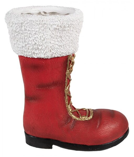 Vánoční dekorace červená keramická holínka Santa Clause – 32x19x36 cm