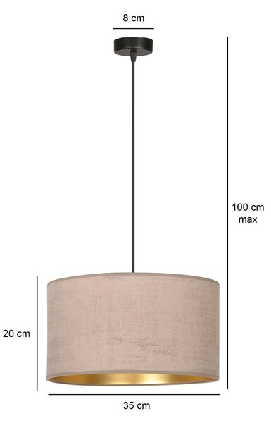 Závěsné svítidlo HILDE 1 – černé, růžové textilní stínidlo, 1× E27, šířka 35 cm