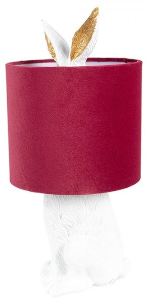 Bílá stolní lampa králík s červeným stínidlem Konijn – 20x43 cm