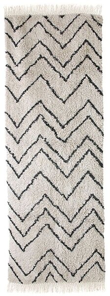 Béžový bavlněný koberec s cikcak vzorem ZigZag - 75*220cm - HKLIVING