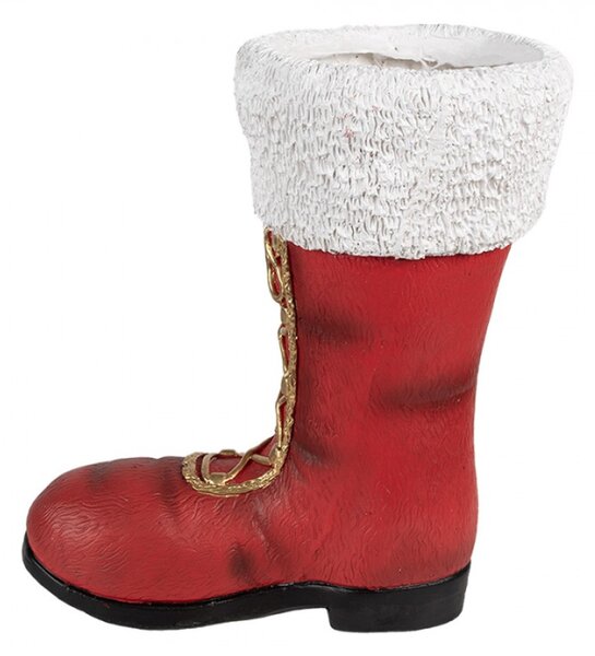 Vánoční dekorace červená keramická holínka Santa Clause – 32x19x36 cm