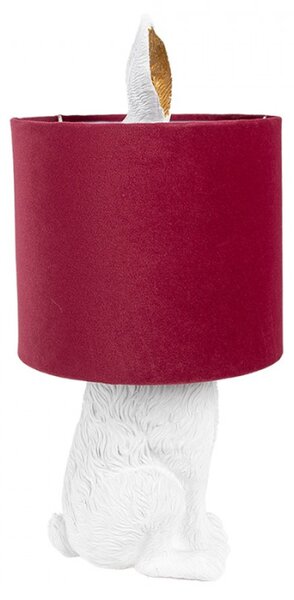 Bílá stolní lampa králík s červeným stínidlem Konijn – 20x43 cm