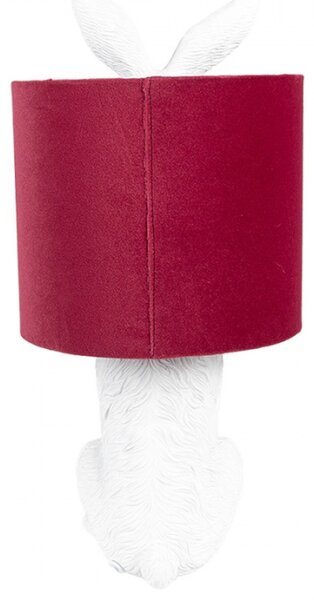 Bílá stolní lampa králík s červeným stínidlem Konijn – 20x43 cm