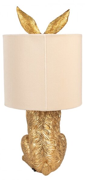 Zlatá stolní lampa králík s béžovým stínidlem Konijn – 20x43 cm