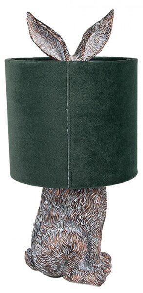 Hnědo-bílá stolní lampa králík s tmavě zeleným stínidlem Konijn – 20x43 cm