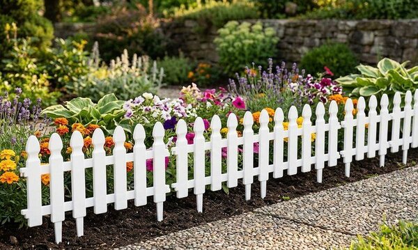Ohrada Gardens F752, 50x34 cm, plastová, biela, mini dekoračný plot, bal. 4 ks