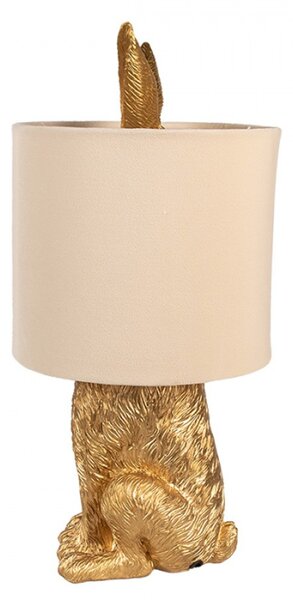 Zlatá stolní lampa králík s béžovým stínidlem Konijn – 20x43 cm