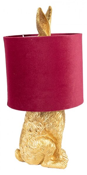 Zlatá stolní lampa králík s červeným stínidlem Konijn – 20x43 cm