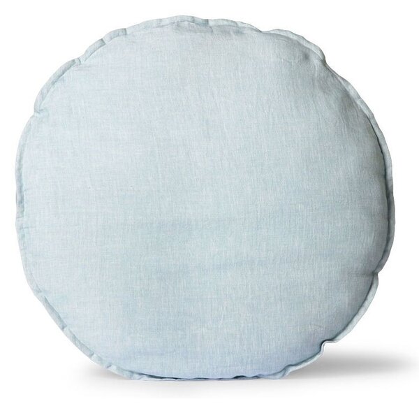 Modrý lněný kulatý podsedák Ice Blue - Ø 60 *5cm - HKLIVING