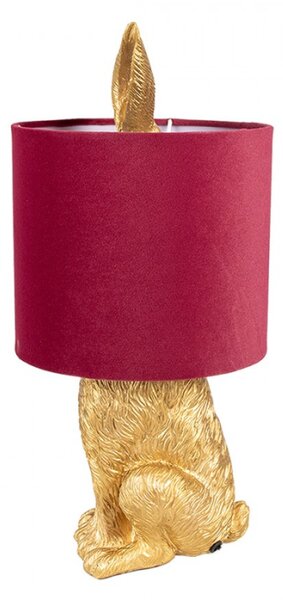 Zlatá stolní lampa králík s červeným stínidlem Konijn – 20x43 cm