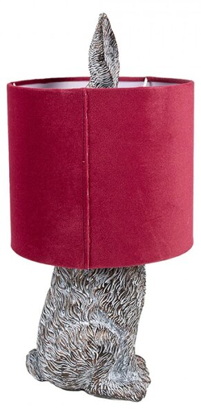Hnědo-bílá stolní lampa králík s červeným stínidlem Konijn – 20x43 cm