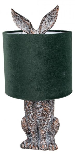 Hnědo-bílá stolní lampa králík s tmavě zeleným stínidlem Konijn – 20x43 cm