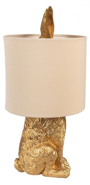 Zlatá stolní lampa králík s béžovým stínidlem Konijn – 20x43 cm