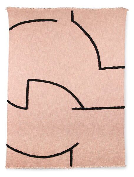 Pudrový pléd /přehoz s třásněmi Tufted lines - 130*170 cm - HKLIVING