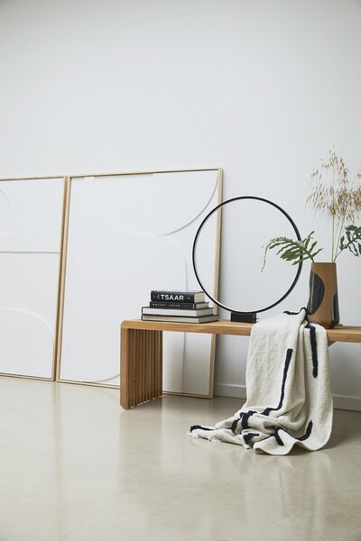 Krémový pléd /přehoz s třásněmi Tufted - 130*170 cm - HKLIVING