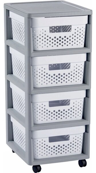 Regál Curver INFINITY 4x11L perforovaný šedá/bílá