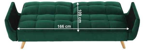 KONDELA Rozkládací pohovka, smaragdový samet / buk, KAPRERA NEW