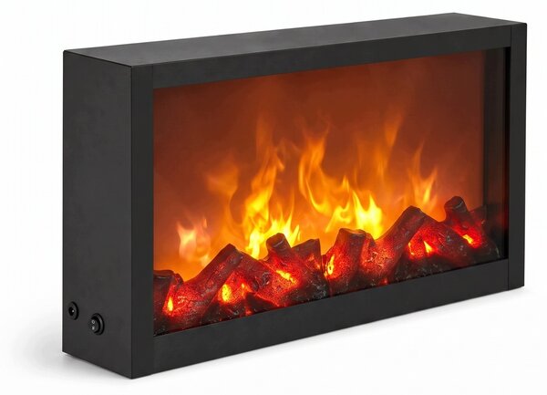 ELEKTRICKÝ KOVOVÝ DEKORAČNÍ KRB LED 10X41X25 CM ČERNÝ DO INTERIÉRU