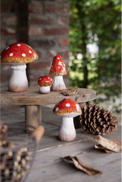 Keramická podzimní dekorace houbička muchomůrka Mos I – 6x11 cm