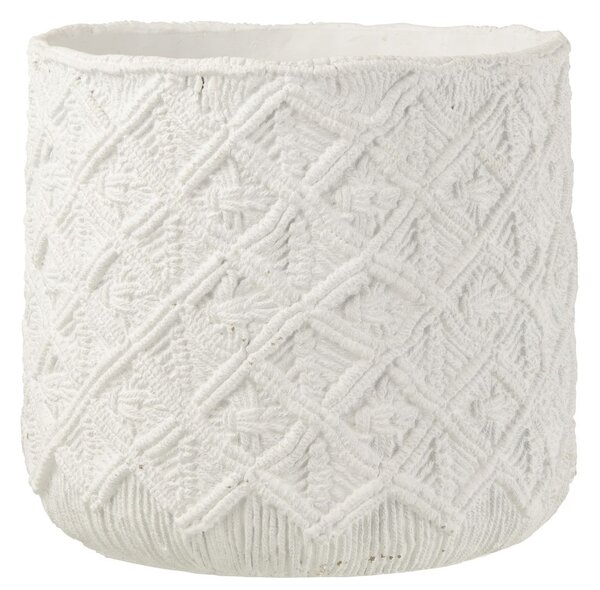Bílý cementový květináč s drhaným vzorem Scrubb - Ø33*30 cm - J-Line by Jolipa