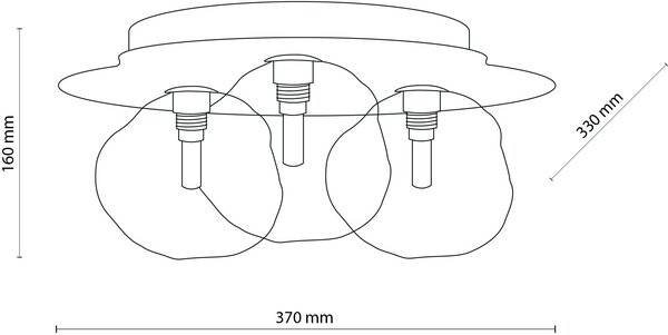 TK Lighting Lava New stropní světlo 3x8 W písková 11454