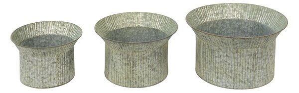 3ks šedý antik dekorační obal na květináč - Ø 40*23 / Ø 34*21 / Ø 28*19 cm - Clayre & Eef