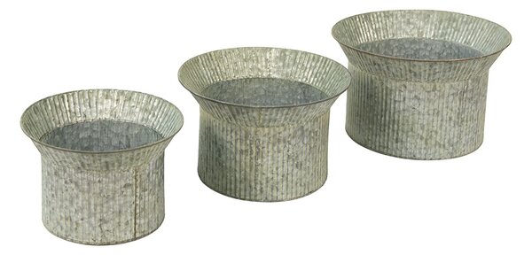 3ks šedý antik dekorační obal na květináč - Ø 40*23 / Ø 34*21 / Ø 28*19 cm - Clayre & Eef