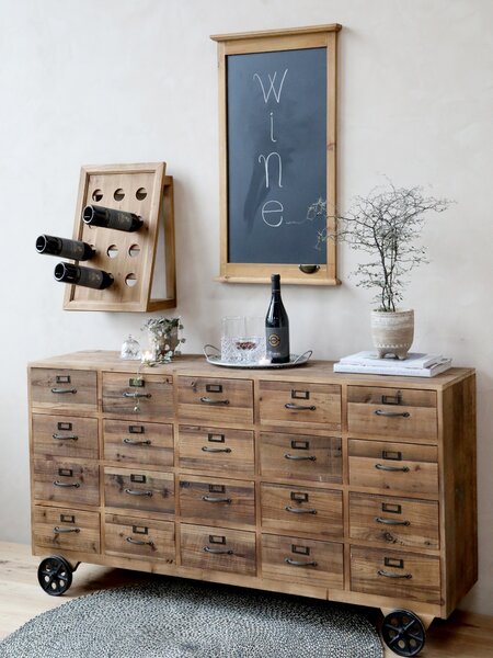 Hnědá antik dřevěná nástěnná polička na víno Winé - 38*22*55cm - Chic Antique