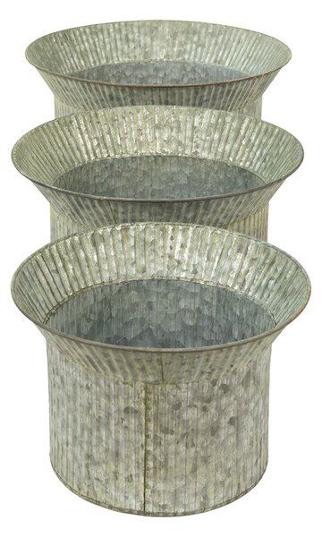3ks šedý antik dekorační obal na květináč - Ø 40*23 / Ø 34*21 / Ø 28*19 cm - Clayre & Eef