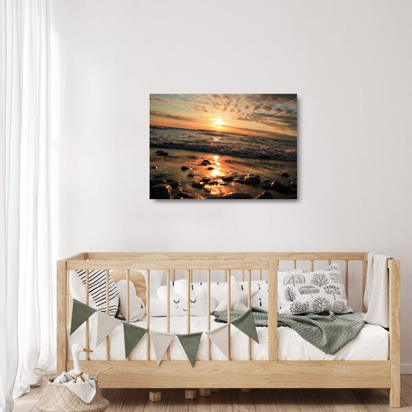 Skleněný obraz - Západ slunce do oceánu (70x50 cm)