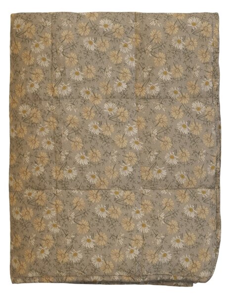 Latté bavlněný přehoz s květinovým motivem Quilt Flower - 130*180 cm - Chic Antique