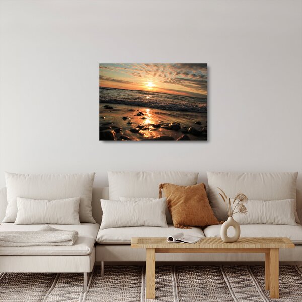 Skleněný obraz - Západ slunce do oceánu (70x50 cm)